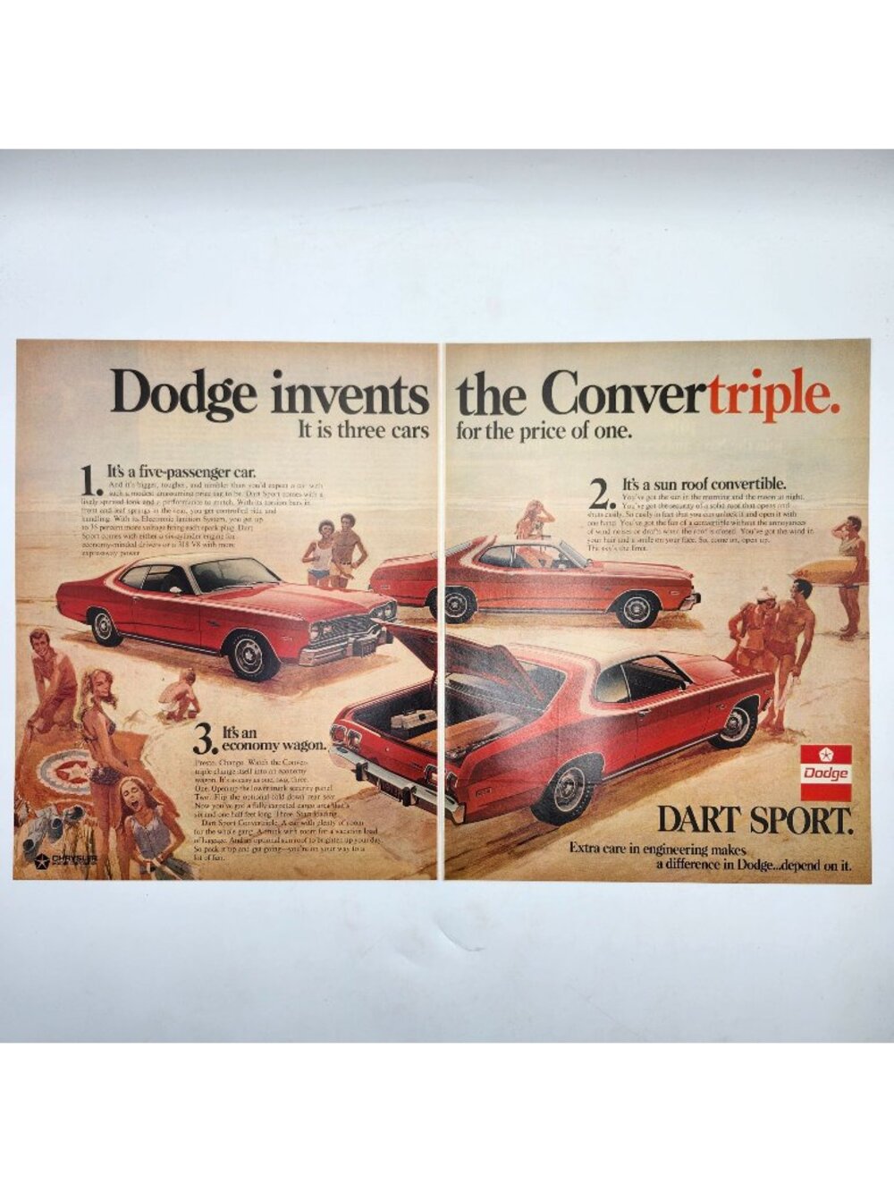 Dodge Dart Sport Convertible Economy Wagon LIFE Magazine 2 Page Print Ad